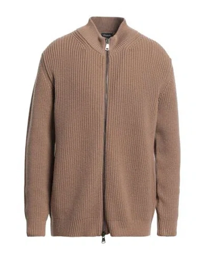Drumohr Man Cardigan Camel Size 44 Merino Wool In Beige