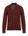 Drumohr Man Cardigan Chocolate Brown Size 40 Merino Wool In Brown