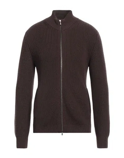 Drumohr Man Cardigan Cocoa Size 46 Merino Wool In Brown