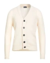 Drumohr Man Cardigan Cream Size 40 Lambswool In White