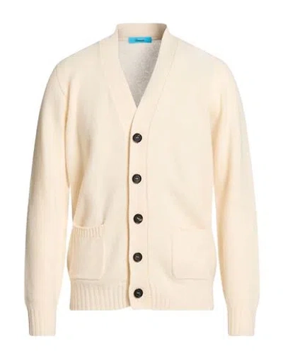 Drumohr Man Cardigan Cream Size 44 Lambswool In Neutral