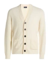 Drumohr Man Cardigan Cream Size 46 Virgin Wool, Cashmere, Polyamide In Neutral
