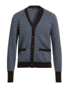 Drumohr Man Cardigan Dark Brown Size 40 Cashmere In Blue