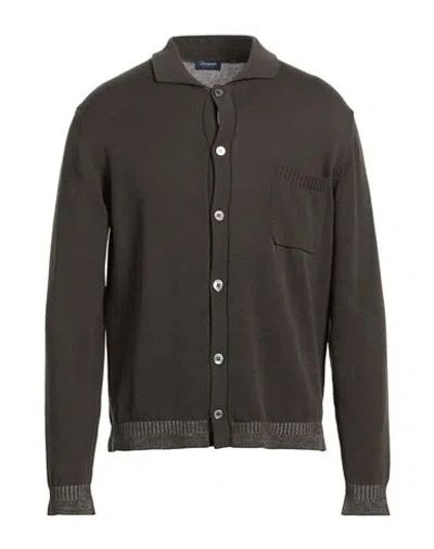 Drumohr Man Cardigan Dark Brown Size 40 Cotton