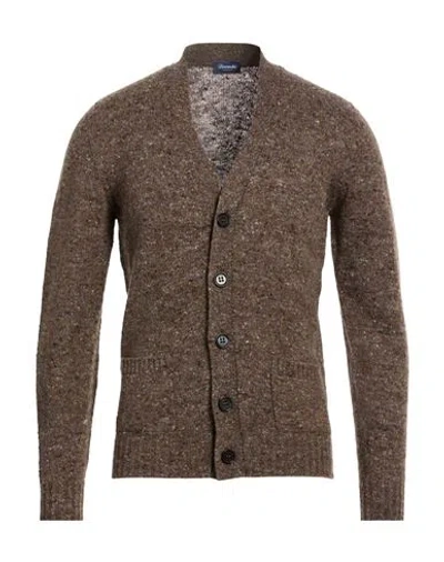 Drumohr Man Cardigan Dark Brown Size 44 Virgin Wool, Cashmere, Polyamide