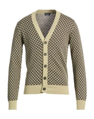 Drumohr Man Cardigan Dark Green Size 40 Cotton, Linen In Multi