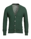 Drumohr Man Cardigan Dark Green Size 40 Merino Wool In Green