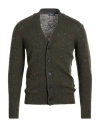 Drumohr Man Cardigan Dark Green Size 42 Virgin Wool, Cashmere, Polyamide In Green