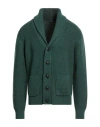 Drumohr Man Cardigan Dark Green Size 44 Merino Wool In Green