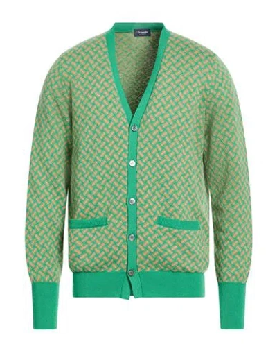 Drumohr Man Cardigan Green Size 48 Cashmere