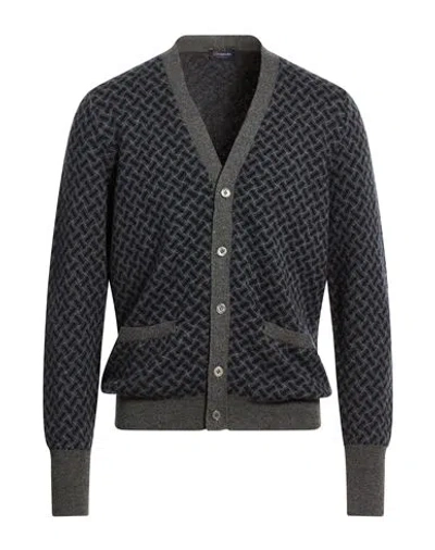 Drumohr Man Cardigan Grey Size 42 Cashmere In Gray