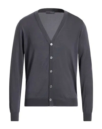 Drumohr Man Cardigan Grey Size 46 Super 140s Wool In Gray