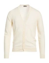 Drumohr Man Cardigan Ivory Size 38 Super 140s Wool In White