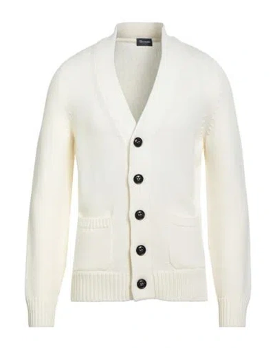 Drumohr Man Cardigan Ivory Size 42 Merino Wool In White