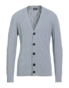 Drumohr Man Cardigan Light Grey Size 42 Lambswool In Gray