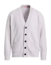 Drumohr Man Cardigan Light Grey Size 42 Lambswool In Neutral