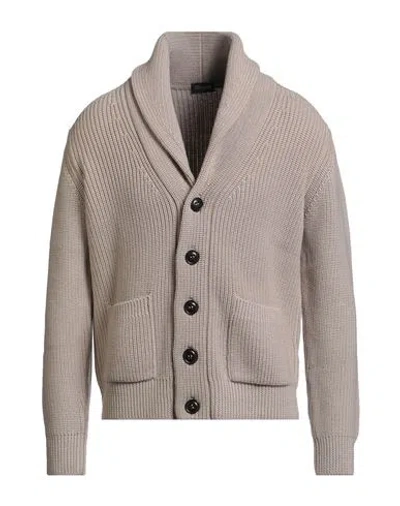 Drumohr Man Cardigan Light Grey Size 44 Merino Wool In Brown