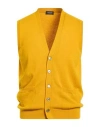 Drumohr Man Cardigan Marigold Size 46 Cashmere In Yellow