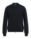 Drumohr Man Cardigan Midnight Blue Size 44 Merino Wool In Black