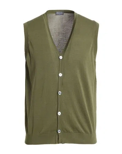 Drumohr Man Cardigan Military Green Size 44 Cotton