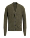 Drumohr Man Cardigan Military Green Size 44 Lambswool In Green