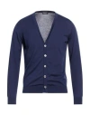 Drumohr Man Cardigan Navy Size 40 Cotton In Blue
