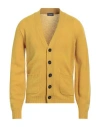 Drumohr Man Cardigan Ocher Size 44 Lambswool In Yellow