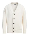 Drumohr Man Cardigan Ivory Size 48 Merino Wool In Off White