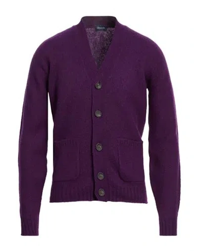 Drumohr Man Cardigan Purple Size 42 Lambswool