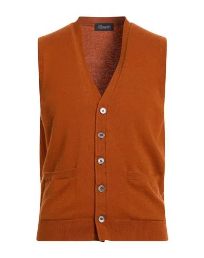 DRUMOHR DRUMOHR MAN CARDIGAN RUST SIZE 44 CASHMERE