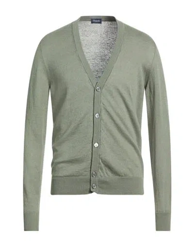 Drumohr Man Cardigan Sage Green Size 40 Linen, Cotton