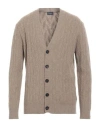 Drumohr Man Cardigan Sand Size 44 Lambswool In Brown