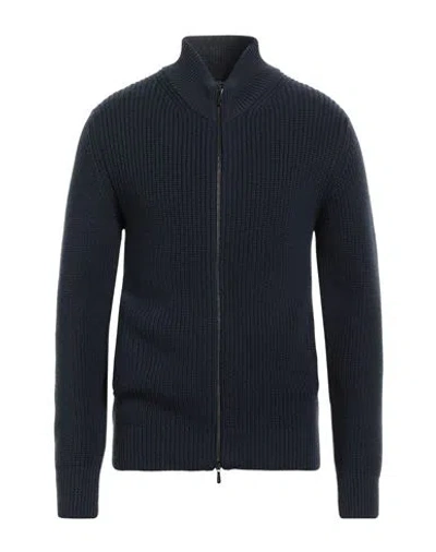 Drumohr Man Cardigan Slate Blue Size 46 Merino Wool In Blue