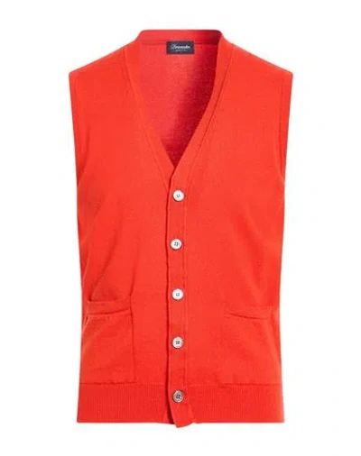Drumohr Man Cardigan Tomato Red Size 42 Cashmere