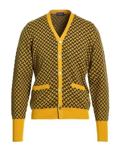 Drumohr Man Cardigan Yellow Size 48 Cashmere
