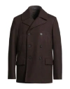 Drumohr Man Coat Chocolate Brown Size 38 Wool, Polyamide In Brown