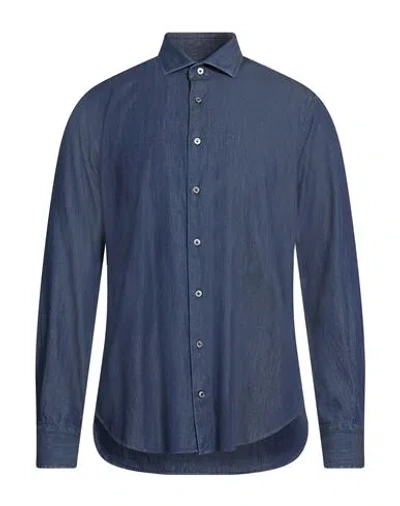 Drumohr Man Denim Shirt Blue Size 16 ½ Cotton