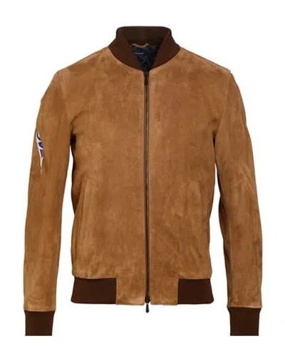 Drumohr Man Jacket Camel Size 42 Lambswool In Brown
