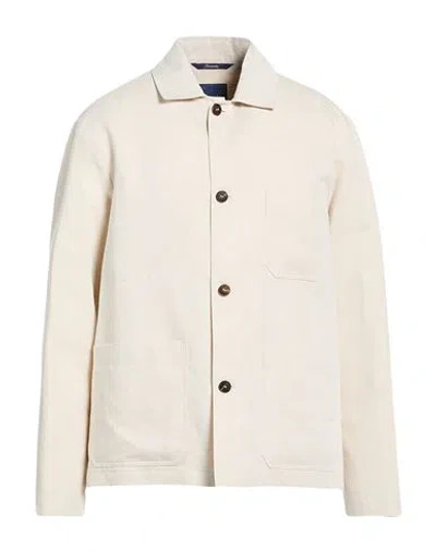 Drumohr Man Jacket Cream Size 36 Linen, Cotton In White
