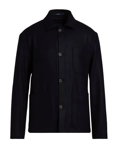 Drumohr Man Jacket Midnight Blue Size 38 Virgin Wool