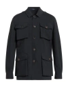 Drumohr Man Jacket Midnight Blue Size 46 Polyester In Black