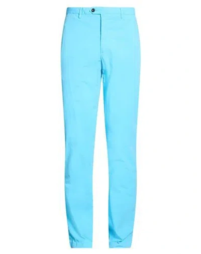 Drumohr Man Pants Azure Size 34 Cotton, Elastane In Blue