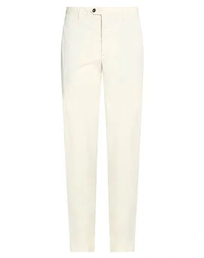 Drumohr Man Pants Ivory Size 34 Cotton, Elastane In White