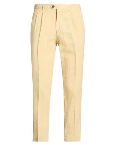 Drumohr Man Pants Pastel Yellow Size 30 Linen