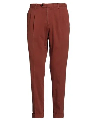 Drumohr Man Pants Rust Size 38 Cotton, Elastane In Burgundy