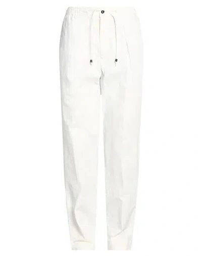 Drumohr Man Pants White Size 34 Cotton, Elastane