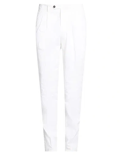Drumohr Man Pants White Size 36 Cotton, Elastane