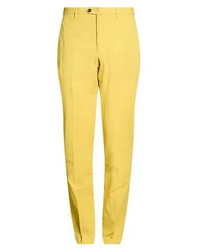 Drumohr Man Pants Yellow Size 34 Cotton, Elastane