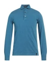 Drumohr Man Polo Shirt Azure Size M Cotton In Blue