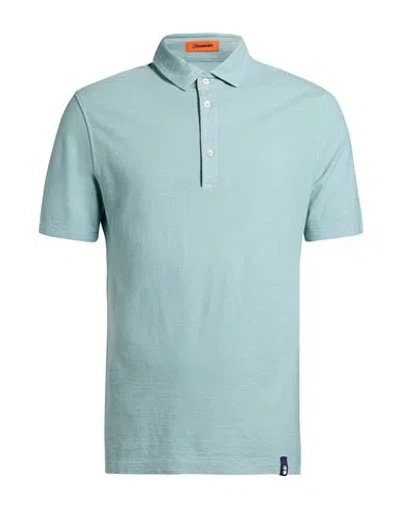 Drumohr Man Polo Shirt Azure Size M Cotton, Linen In Blue